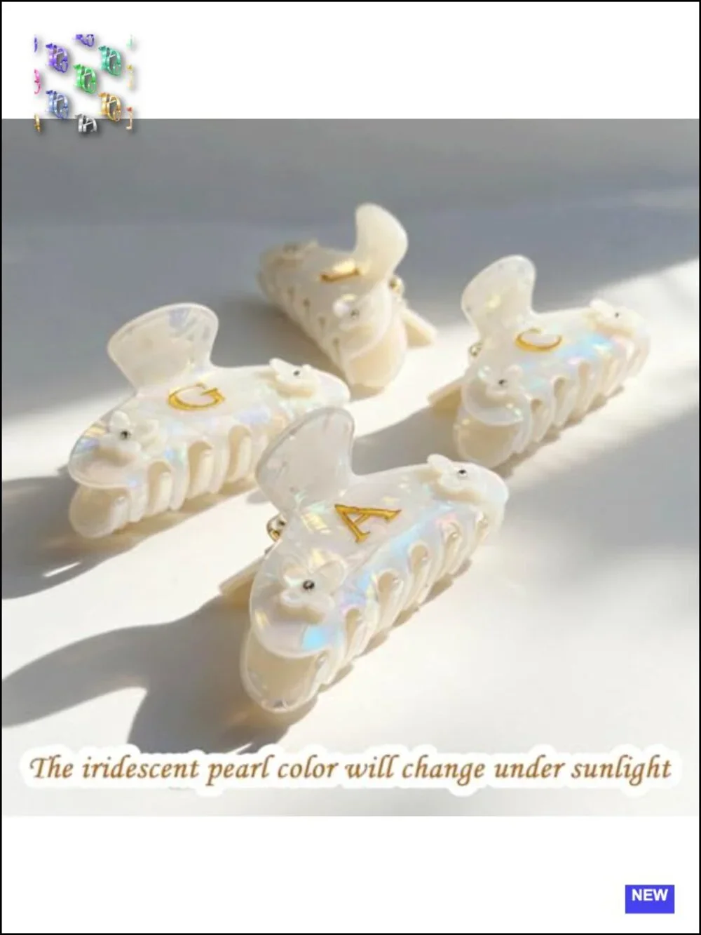 Butterfly Letter A Hair Claw Clip for Medium Hair, Strong Acetate Barrettes